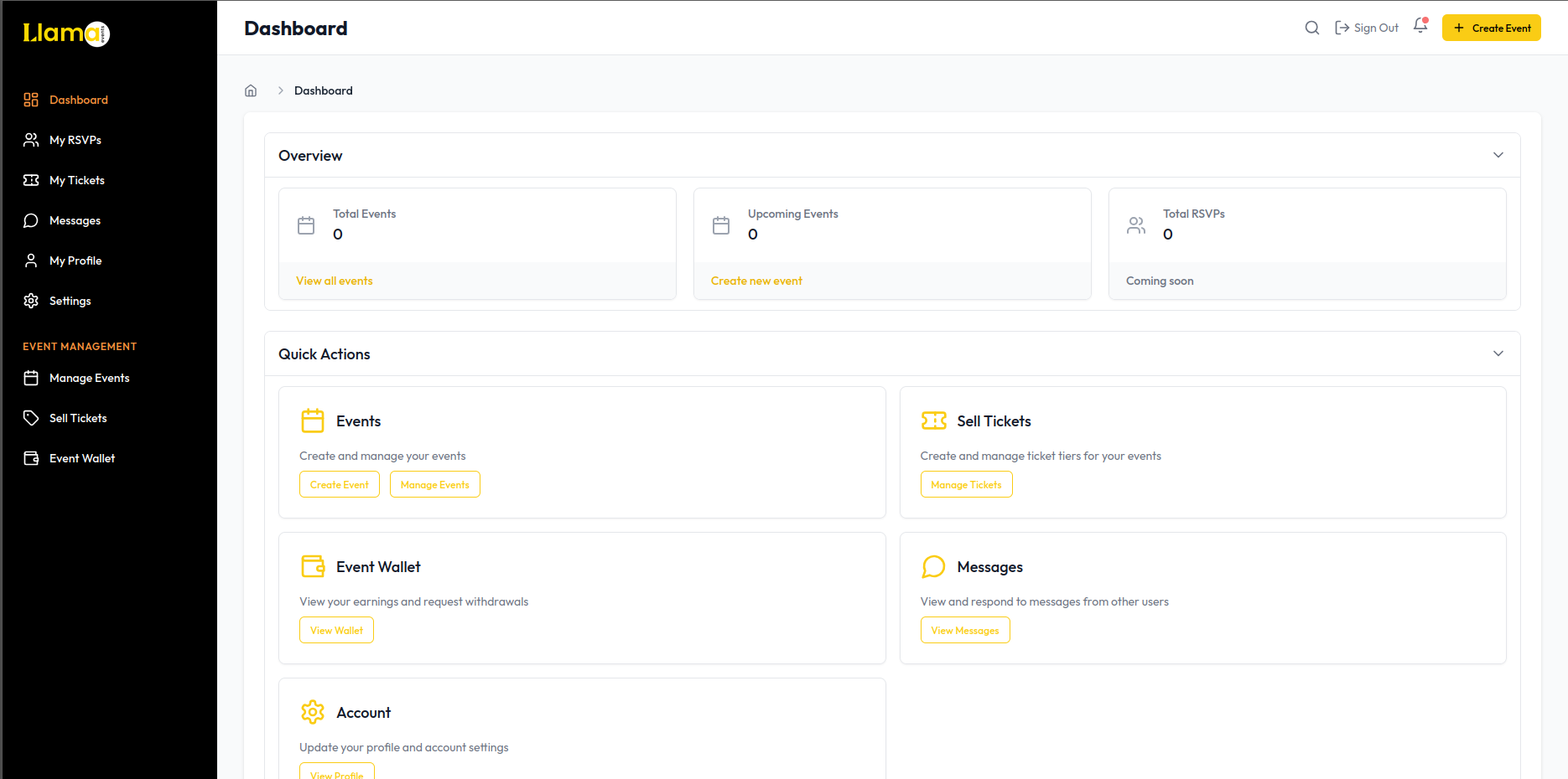 Llama Events Navigation Overview